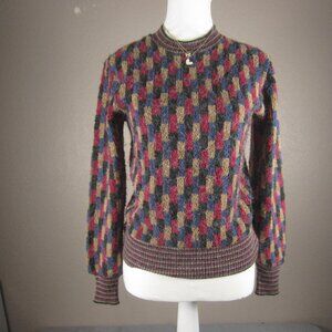 Vintage 1970 Sweater Organically Grown Size Small Multicolor Tiles